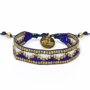 Taj Beaded Bracelet in Royal Blue and White