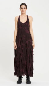 Shredded Silk with Slip Dress in Beetroot