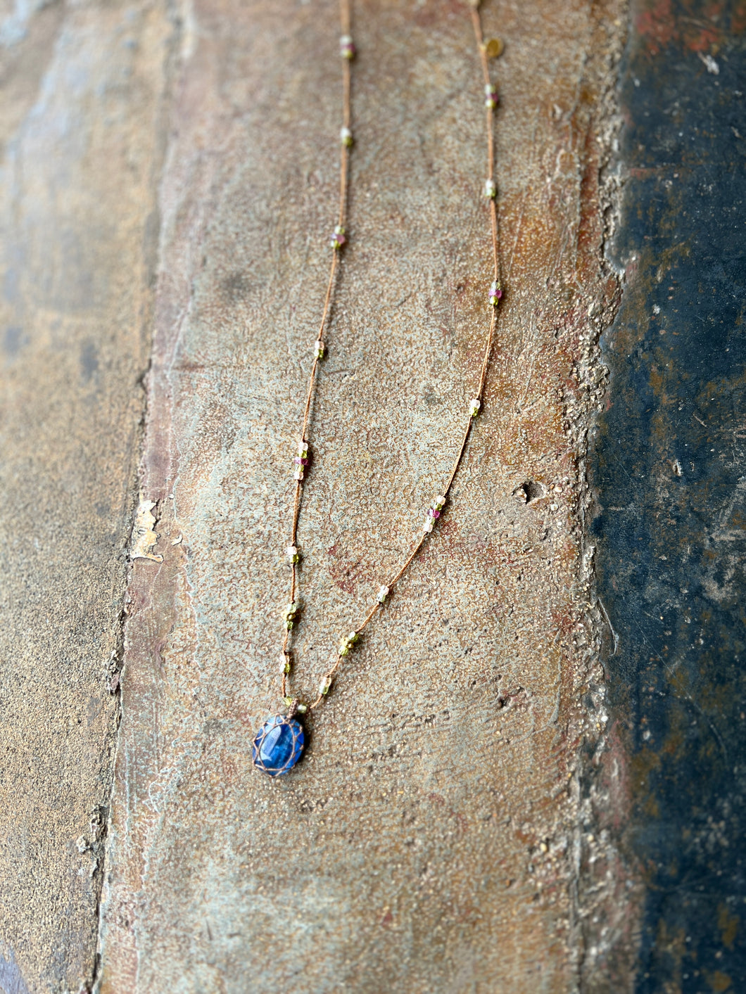 Short Tibetan Necklace with Kyanite