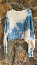 Load image into Gallery viewer, Hand Painted Cropped Cotton Sweater in Water

