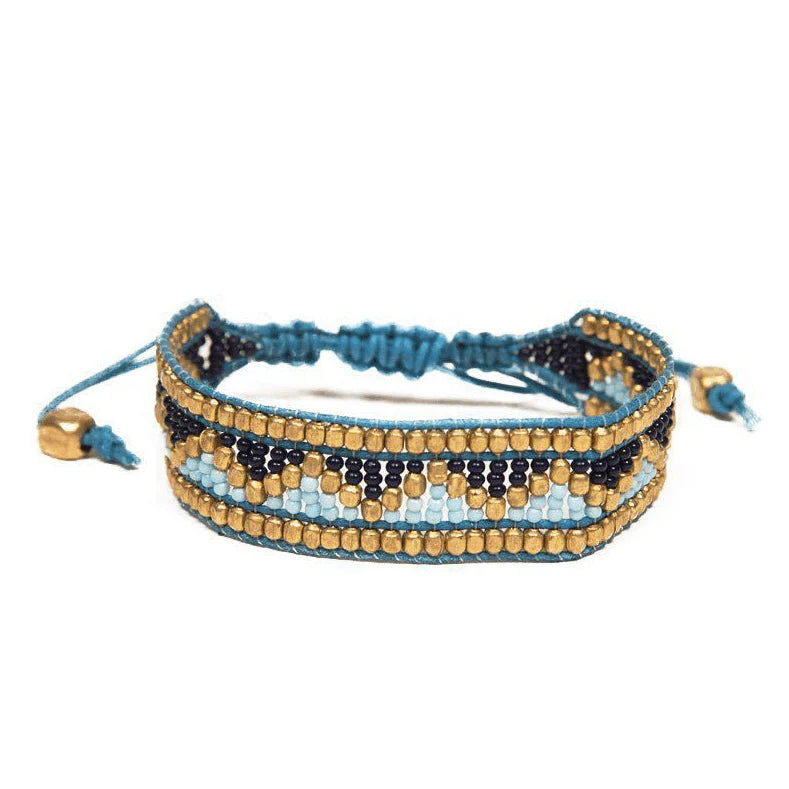 Taj Beaded Bracelet in Blues and Black