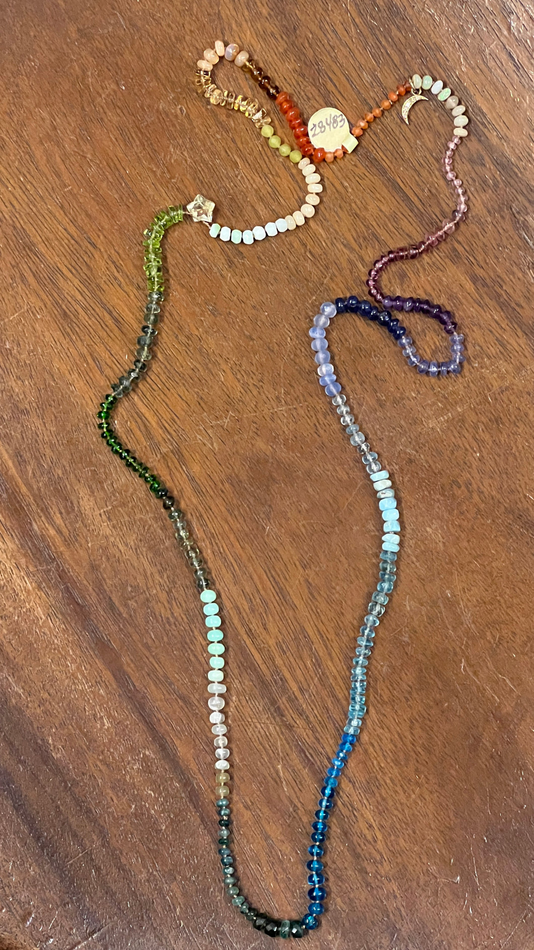 Rainbow Necklace, 16” with Moon & Star