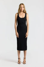 Load image into Gallery viewer, Verona Midi Dress in Black Cast
