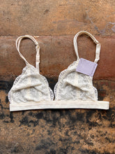 Load image into Gallery viewer, Floral Sheer Lace Triangle Lowcut Mesh Lined Bralette in Cloud
