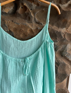 Cotton Cami Tie Back Dress in Aqua