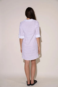 Alma Dress in White Linen