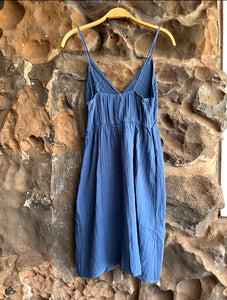 Joni Cotton Gauze Dress in Dusty Blue