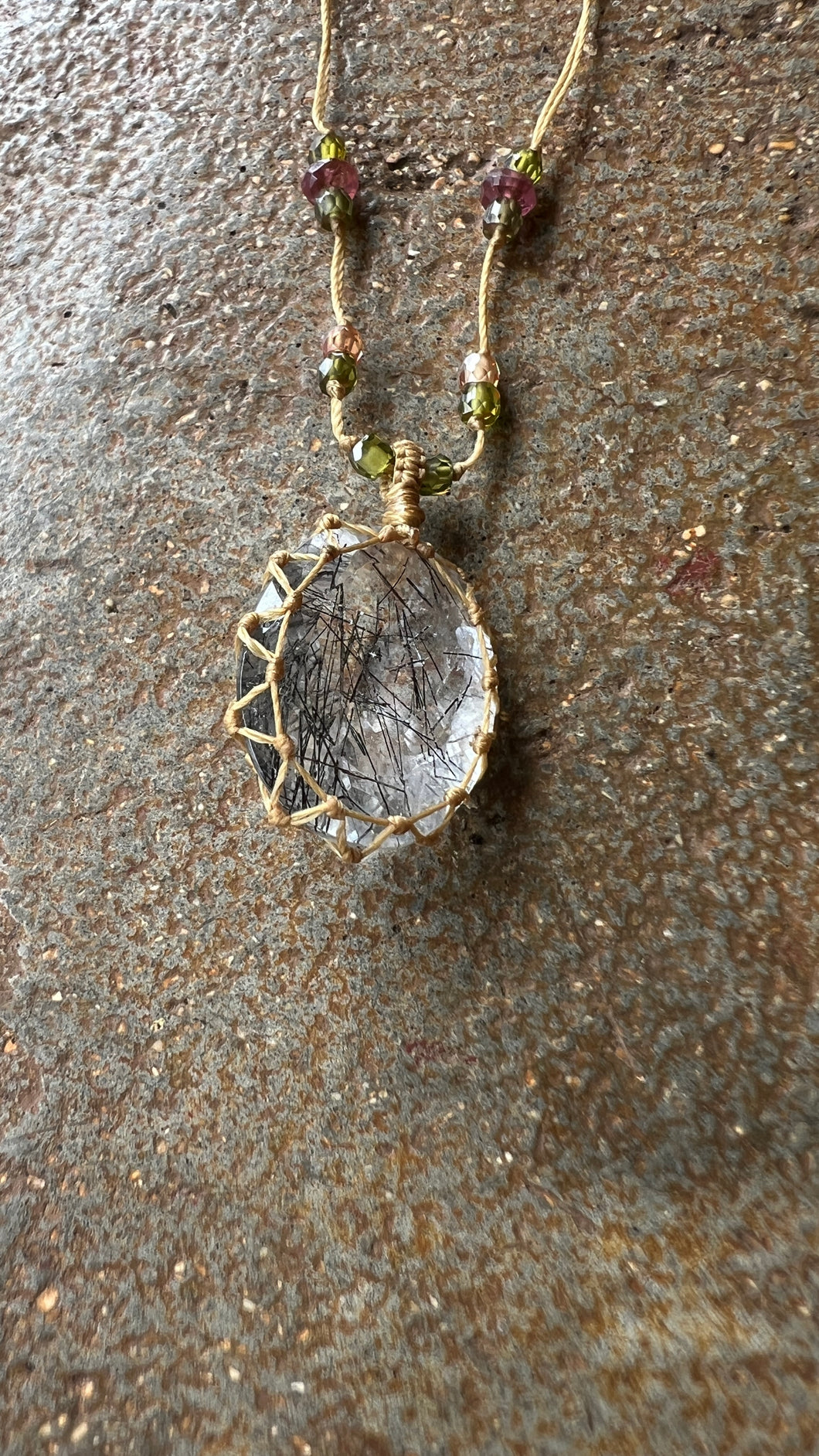 Short Tibetan Necklace with Rutilated Quartz