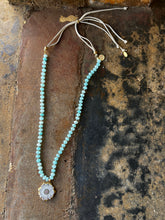 Load image into Gallery viewer, #415 Knotted Amazonite and Crystal Stalactite Necklace
