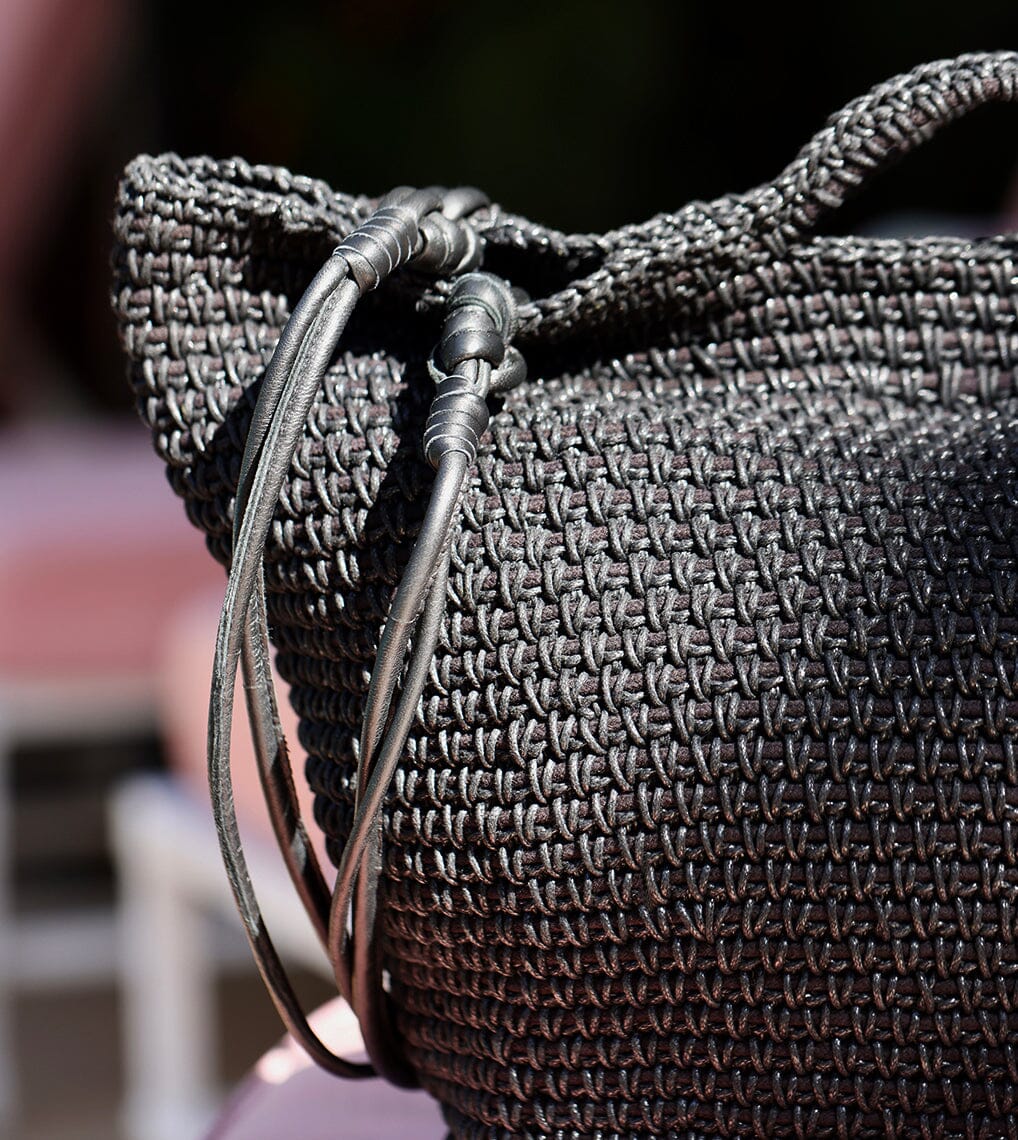 Crochet Basket Bag in Black