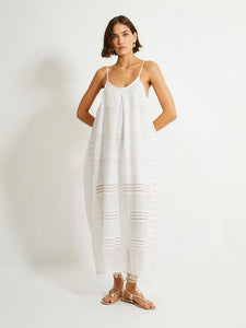 Abira Long Slip Dress in White