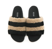 Load image into Gallery viewer, The Fuzzy Stripes in Beige &amp; Black Faux Shearling ***Final Sale Not eligible for returns or exchanges
