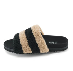 The Fuzzy Stripes in Beige & Black Faux Shearling ***Final Sale Not eligible for returns or exchanges
