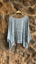 Load image into Gallery viewer, Cotton Gauze Short Bucket Top in Silver Blue
