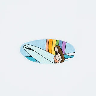 Iron on Patch: Rainbow Surfer Oval