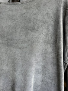 Boat Neck Long Sleeve Tee Shirt with Dirty Effect in Ghiaccio