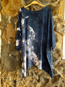 Cotton Gauze Medium Bucket Tunic in Blue Explosion