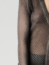 Load image into Gallery viewer, Hand Painted Lace Stitch V Neck Cardigan in N/Nero Light Cashmere
