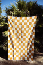 Load image into Gallery viewer, Sundream - Gold &amp; Cream - Heavyweight Checker Throw Blanket
