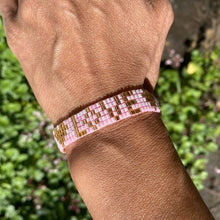 Load image into Gallery viewer, Love Is Project - Seed Bead LOVE with Hearts Bracelet - Light Pink
