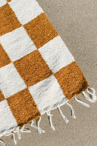 Sundream - Gold & Cream - Heavyweight Checker Throw Blanket