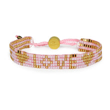 Load image into Gallery viewer, Love Is Project - Seed Bead LOVE with Hearts Bracelet - Light Pink

