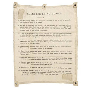 Sugarboo & Co - Canvas Wall Hanging - 10 Rules for being Human - 46" x 57"