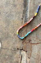 Load image into Gallery viewer, #413 Knotted Necklace with Rainbow Colored Stones on Leather
