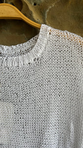 Lightweight Handknitted Cotton Pullover in White