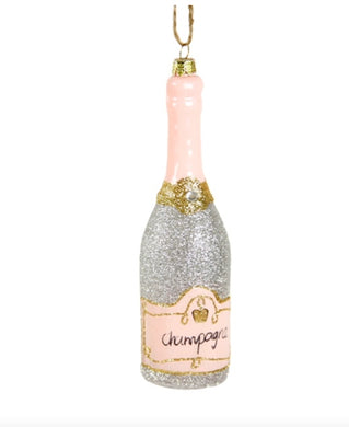 Cody Foster & Co. Silver Glittered Champagne Ornament Oskar’s Boutique Home