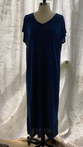 Avant Toi V Neck Micromodal Dress with Slits in Ocean Oskar’s Boutique Women’s Dresses