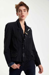 Cotton & Hemp Yarn Blend Blazer Jacket