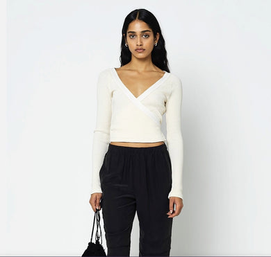 John Elliott Mercer Thermal Wrap Top in Feather Oskar’s Boutique Women's Tops