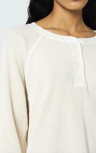 John Elliott Crosby Thermal Henley Top in Feather Oskar’s Boutique Women's Tops