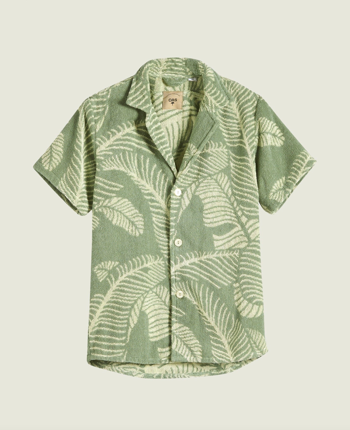 トップス OAS Banana Leaf Cuba Terry Shirt Oskar's Boutique OAS Terry Camisa LS Shirt in Khaki