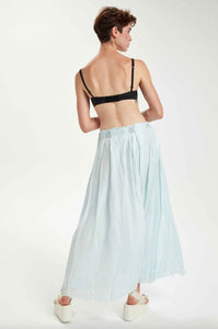 Washed Silk Skirt in Ice Blue