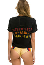 Load image into Gallery viewer, Smiley Chasing Rainbows Boyfriend Tee in Black
