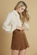 Load image into Gallery viewer, Marcia Suede Petal Skirt in Peanut
