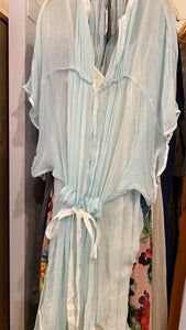 Silk Shirt Dress in Pale Blue Silk Chiffon