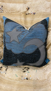 Lucky Fish Moonlight Denim Pillow Oskar’s Boutique Home