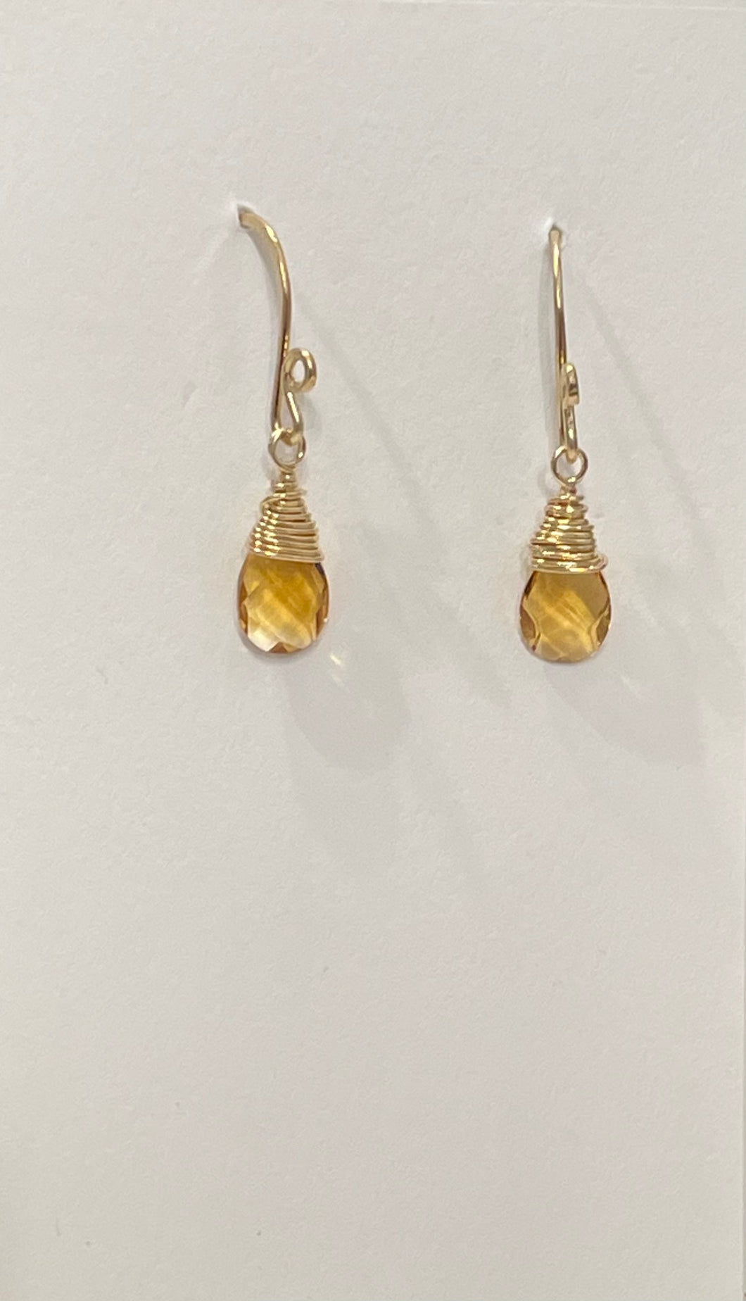 E165 Dangle Earrings with Citrine Briolettes