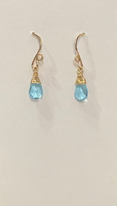 E167 Dangle Earrings with Blue Topaz Briolettes